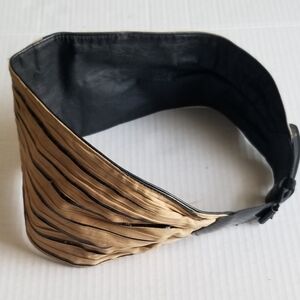 Vtg 70s 5.5" Wide Cummerbund Camel Suede & Black Patent Belt Italy Bonwit Teller